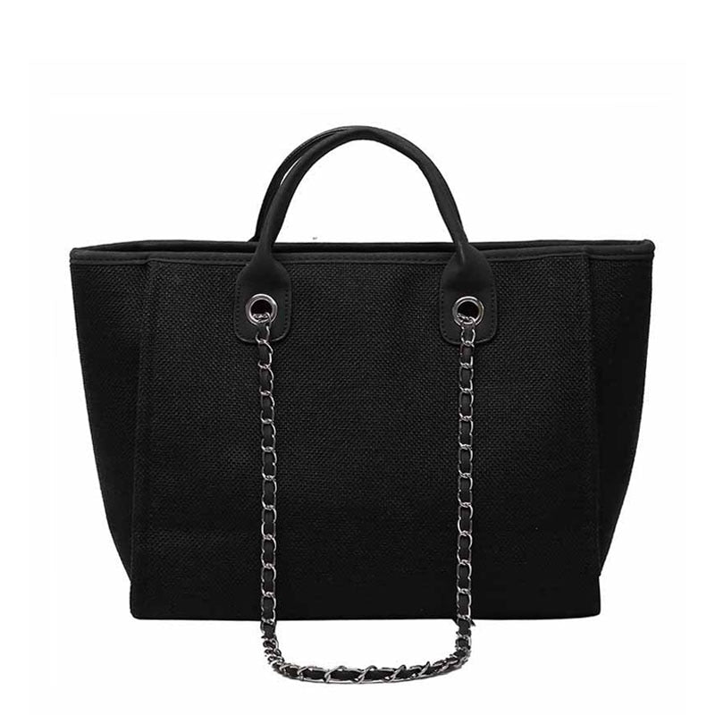 New Women Tote Bag Fashion Canvas Large Handbag Chains Shoulder Bags Ladies Big Messenger Bag Shopping Bag