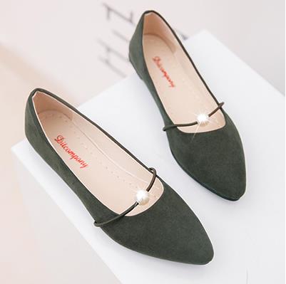 Shoes women spring 2018 new pearl shallow-mouthed chic single shoes 100 lap flat shoes Korean version 100 lap women's shoes