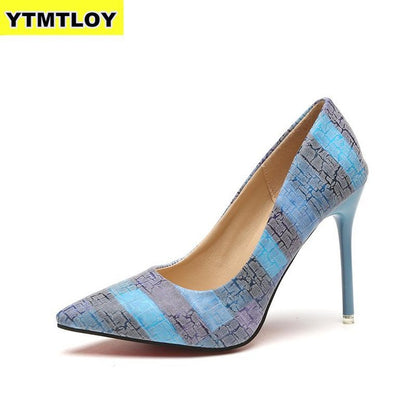 2019 Plus Size 34-42 Spell Color Women Pump  High Heels Single Shoes Female Summer Patent Leather Wedding Party Woman Gladiator