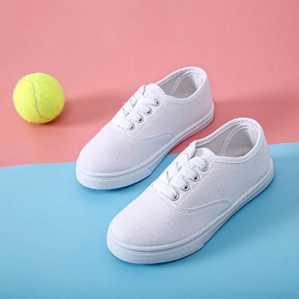 Woman Sneakers Shoes Canvas White Sneakers Casual Fashion Solid Color Flats Breathable For Woman 43 size 7479