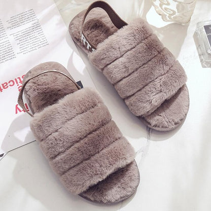 Fluffy Slippers Women Winter Shoes Fur Slipper Indoor Home Shoes Ladies Flat Sandals Pantoffels Dames Zapatos Mujer