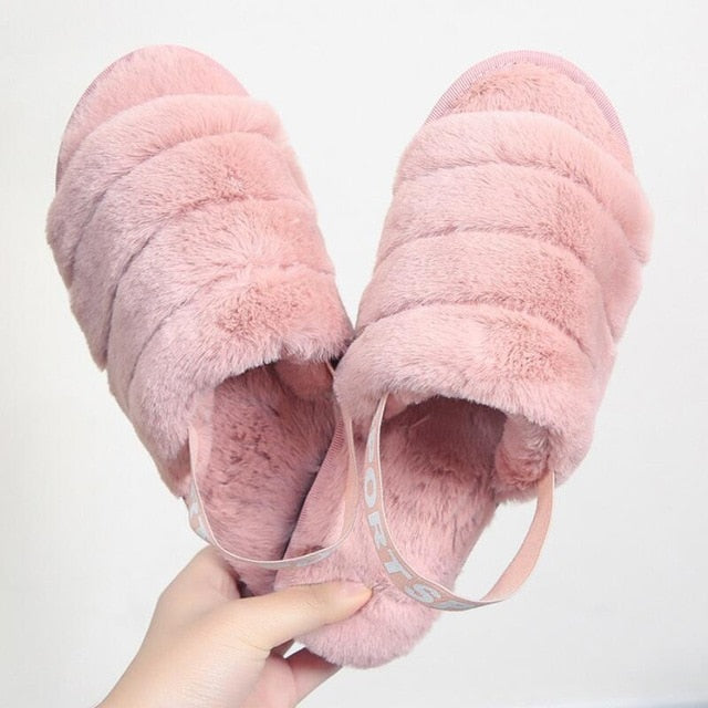 Fluffy Slippers Women Winter Shoes Fur Slipper Indoor Home Shoes Ladies Flat Sandals Pantoffels Dames Zapatos Mujer