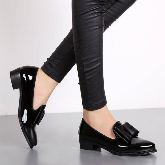 Fashion Pointed Toe Women Flats Shoes Bow Women Shoes Patent Leather Casual Single Summer Ballerina Women Shallow Mouth Shoes