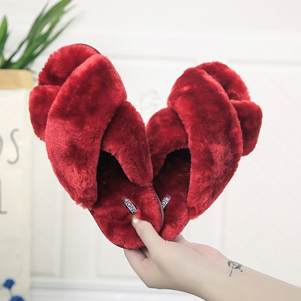 Women Slippers Indoor Shoes Winter Soft Home Slippers Plush Warm Non-slip Fur Shoes Flat Casual Female