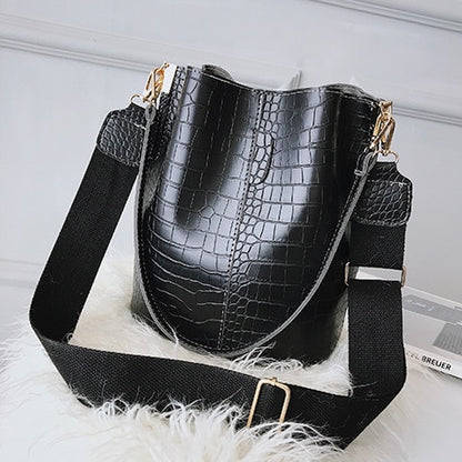 DIDA BEAR Crocodile Crossbody Bag For Women Shoulder Bag Brand Designer Luxury PU Leather Bucket Handbag