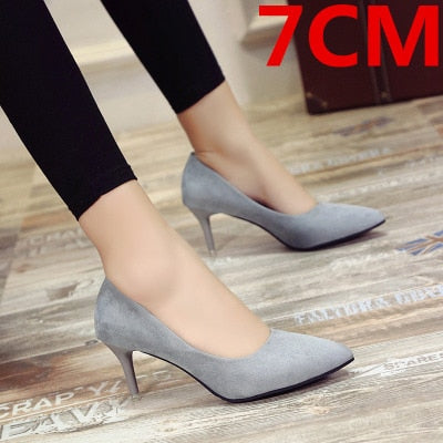 Cresfimix women casual suede 8cm high heels lady cute party high heel female office comfortable heel shoes