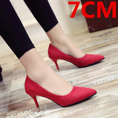 Cresfimix women casual suede 8cm high heels lady cute party high heel female office comfortable heel shoes