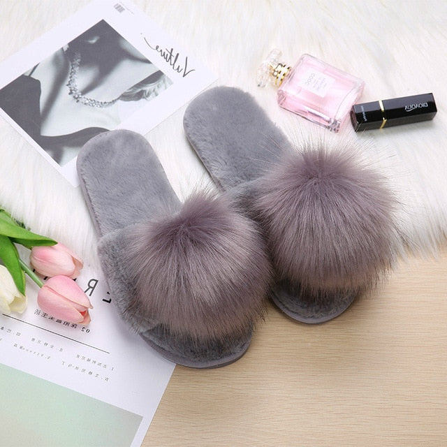 Fluffy Slippers For Women Fur Slides Furry Female Winter Home Shoes Fuzzy Woman Indoor House Ladies Flip Flops Chinelo Feminino