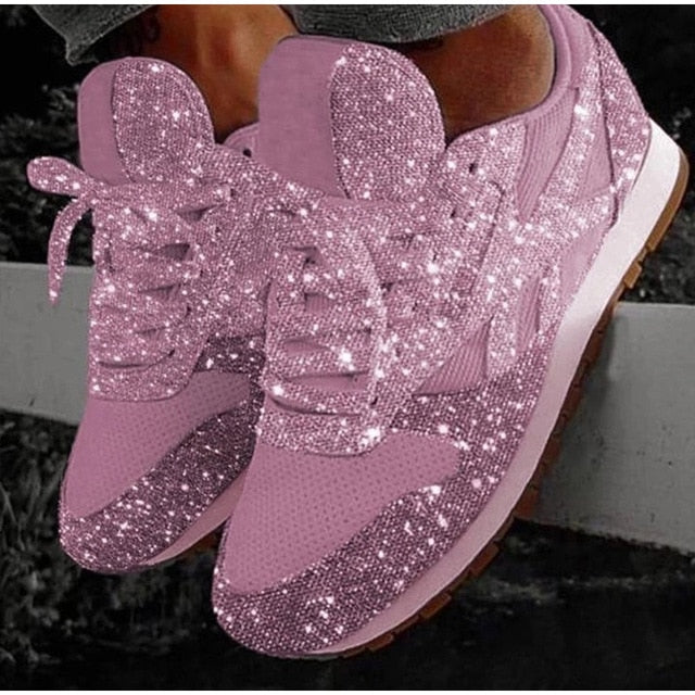 2019 autumn luxury shoes women designers sneakers flat lace-up platform for women breathable mesh glitter sneakers