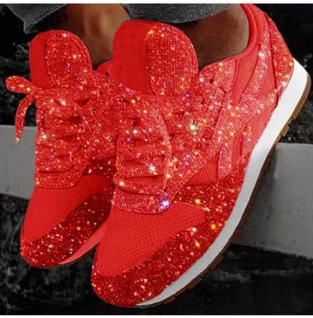 2019 autumn luxury shoes women designers sneakers flat lace-up platform for women breathable mesh glitter sneakers