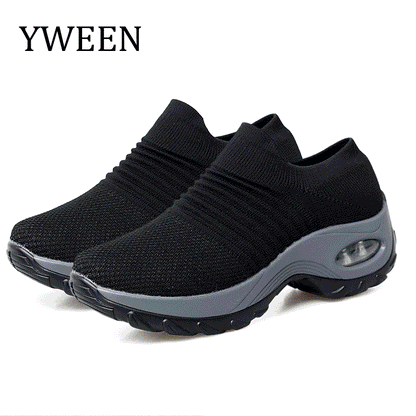 YWEEN Women Platform Sneakers Spring ladies Wedges Casual Shoes Women Trainers Comfortable Femme Height Increasing Women Shoes