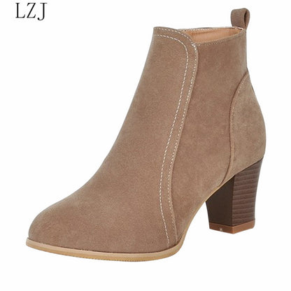 Women Ankle Boot 2019 Fashion Suede Leather Boots High Heel Ladies Shoes Ankle Boots Women Shoes Zapatos De Mujer
