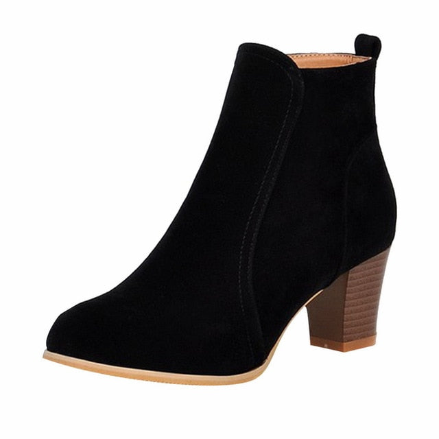 Women Ankle Boot 2019 Fashion Suede Leather Boots High Heel Ladies Shoes Ankle Boots Women Shoes Zapatos De Mujer