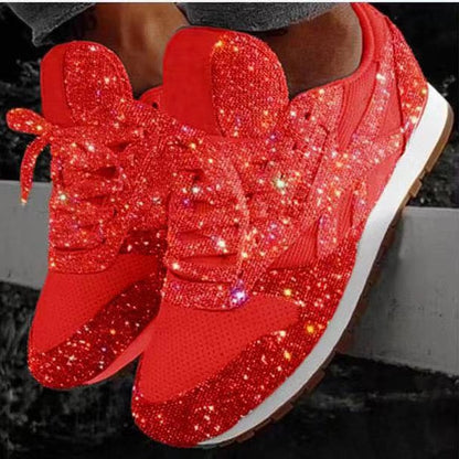 Rimocy Plus Size Woman Sneakers Shining Glitter Autumn Shoes Woman Platform Trainers Ladies silver Shoes Tenis Feminino Red Blue