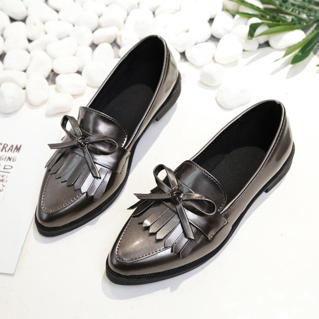 Women Flats Pointed Toe Slip on Flat Shoes Woman Loafers Bowtie Ballet Flats Oxford Shoes Ladies Zapatos Mujer 2019 New