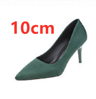 Cresfimix women casual suede 8cm high heels lady cute party high heel female office comfortable heel shoes