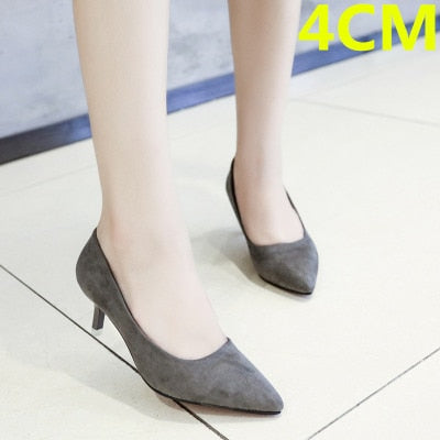 Cresfimix women casual suede 8cm high heels lady cute party high heel female office comfortable heel shoes