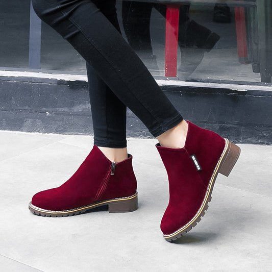 Women Boots 2019 Autumn Winter Boots Female Shoes Brand Ladies Ankle Boots Heels Shoes Woman Suede Leather Boots -85
