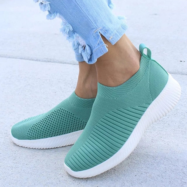 Summer Sneakers For Women Knitted Vulcanized Shoes Sock Sneakers Slip On tenis feminino Mesh Breathable Trainers Zapatos Mujer