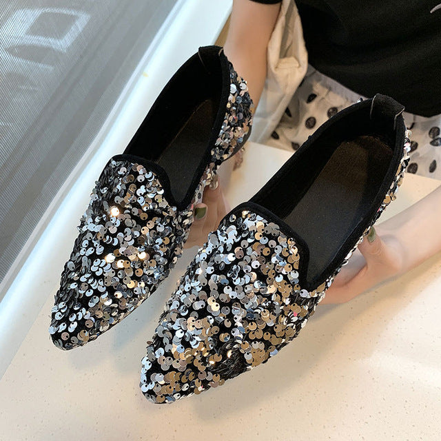 Flash Sequins Women Flats 2020 Spring Shoes Women Casual Multicolor All Seasons Ballet Slip on Flats Shiny Loafers Shoes Woman