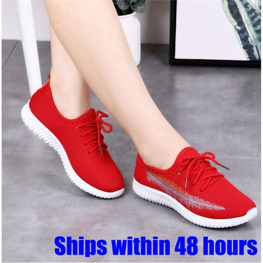 Women Running Shoes 2019 Sneakers Solid Black Red Shoes Gym Fitness Trainers Walking Sport Shoes Female Zapatos Mujer Size 35-41