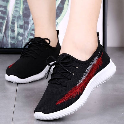 Women Running Shoes 2019 Sneakers Solid Black Red Shoes Gym Fitness Trainers Walking Sport Shoes Female Zapatos Mujer Size 35-41