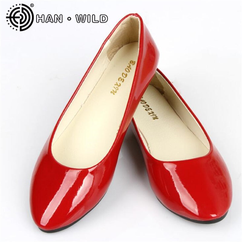 2020 Leather Flat Shoes Pointed Toe Woman Loafers Spring Autumn Casual Shoes Women Flats Candy Color Sweet Flats Plus Size 35-42