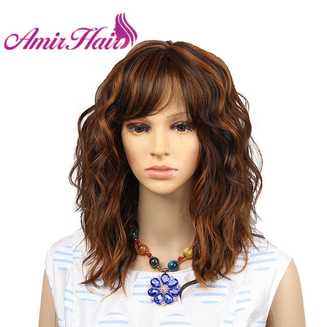 Amir Short Blonde Wigs for White Women Curly Wavy Synthetic Female Hair Wig black Full Wigs cosplay  middle party wig