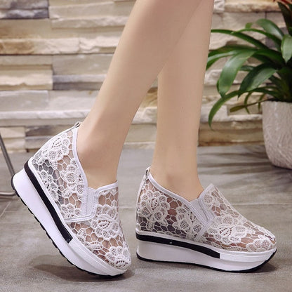 women shoes 2020 white platform wedge sneakers high heel sneakers shoes women casual mesh Breathable shoes zapatillas mujer