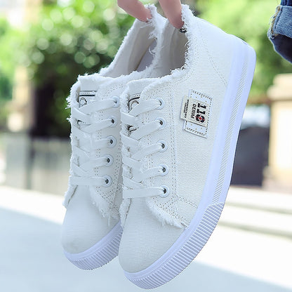 Casual shoes woman 2019 new arrival lace-up canvas shoes spring/autumn fashion shallow solid blue/black/white shoes