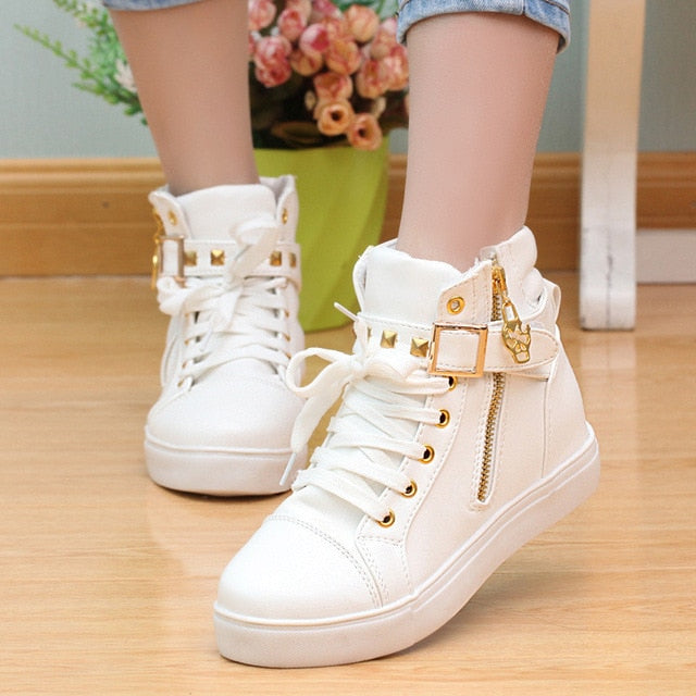 Canvas shoes woman 2020 new women shoes fashion zipper wedge women sneakers high help solid color ladies shoes tenis feminino
