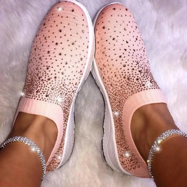 Women Sneakers Female Knitted Vulcanized Shoes Casual Slip On Ladies Flat Shoe Mesh Trainers Soft Walking Footwear Zapatos Mujer