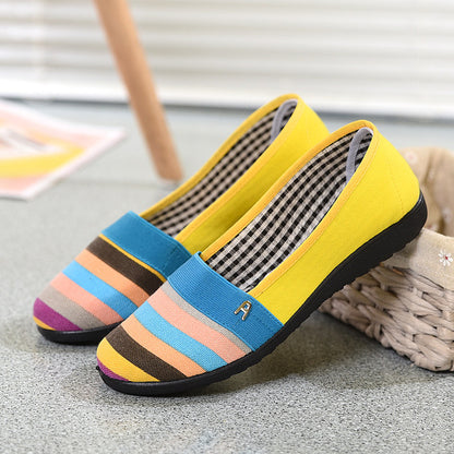 Women Flats Moccasins Casual Shoes Female Candy Color Stripe Loafers Mother Slip On Soft Flat Shoes Spring Ladies Shoes 2019