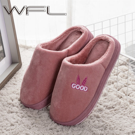 WFL Women Shoes Warm At Home Winter Slippers Soft Thick Non-slip Bottom House Slippers Indoors