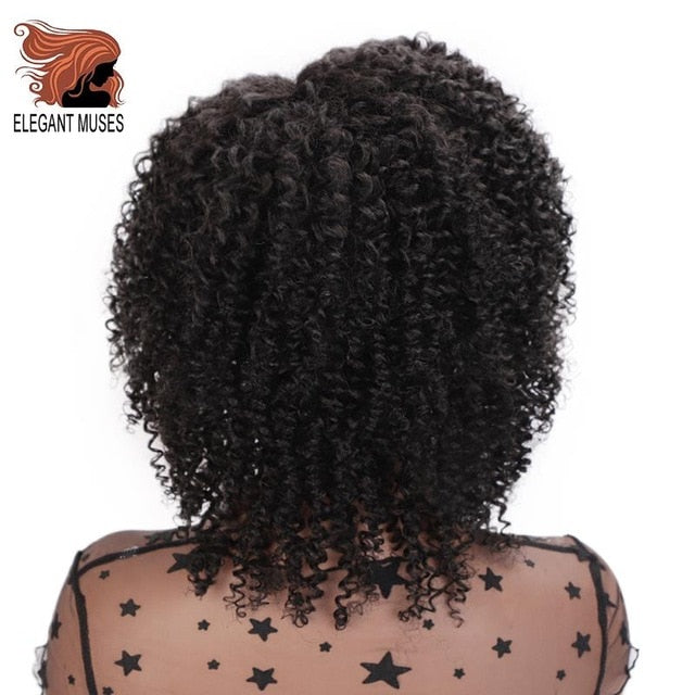 ELEGANT MUSES Short Afro Kinky Curly Hair Wig Synthetic 8 inch Ombre Curly Hair For Women