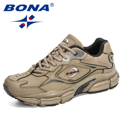 BONA 2020 New Designers Popular Action Leather Men Sneakers Outdoor Casual Shoes Fashion Man Leisure Footwear Walking Shoes Soft
