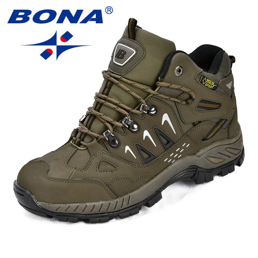 BONA New Classics Style Men Hiking Shoes Action Leather Men Athletic Shoes Lace Up Outdoor Men Jogging Sneakers Free Shipping