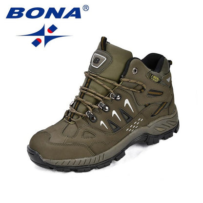 BONA New Classics Style Men Hiking Shoes Action Leather Men Athletic Shoes Lace Up Outdoor Men Jogging Sneakers Free Shipping