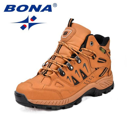 BONA New Classics Style Men Hiking Shoes Action Leather Men Athletic Shoes Lace Up Outdoor Men Jogging Sneakers Free Shipping