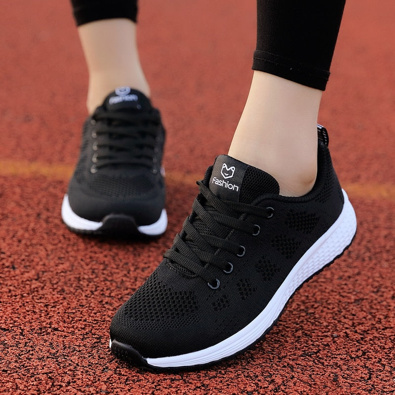 2020 Women Shoes Flats Fashion Casual Ladies Walking Woman Lace-Up Mesh Breathable Female Sneakers Zapatillas Mujer Feminino