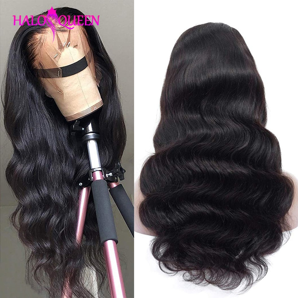 HALOQUEEN Body Wave Medium brown Lace Wigs For Women Peruvian Body Wave Human Hair Wigs 130 150 Density Remy Hair Lace Front Wig