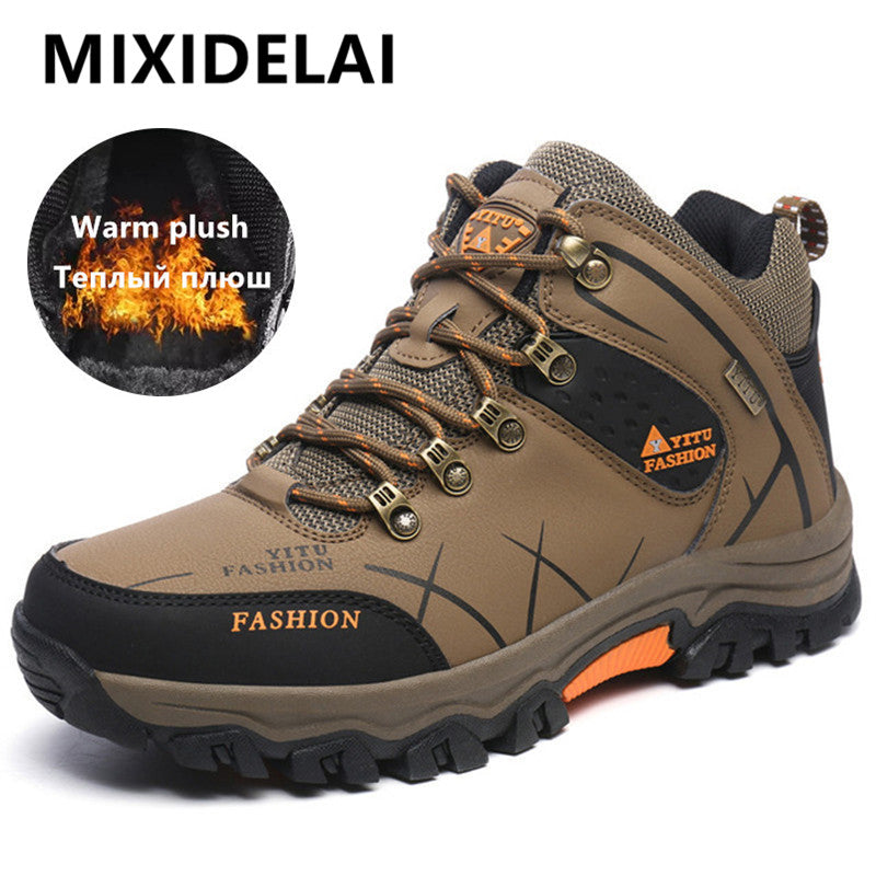 MIXIDELAI Men Boots Winter With Plush Warm Snow Boots Casual Men Winter Boots Work Shoes Men Footwear Fashion Ankle Boots 39-47