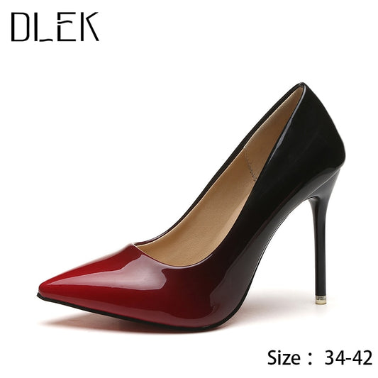 2020 New Sexy Heels Korean Version Of Single Shoes Stiletto Gradient Women's Shoes Patent Leather Black Pointed Working Shoes