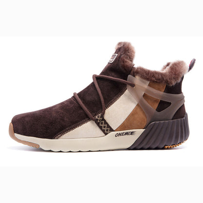 ONEMIX Winter Men&#39;s Boots Keep Warm Wool Trekking Sneakers Outdoor Unisex Mountain Waterproof Hiking Shoes Running Shoes for Man