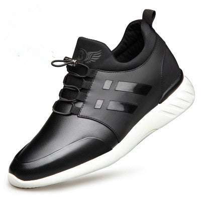 Mens Casual Shoes PU Leather Lace Up Height Increase 6cm 8cm Male Sneakers Solid Color Breathable Business Mens Vulcanize Shoes