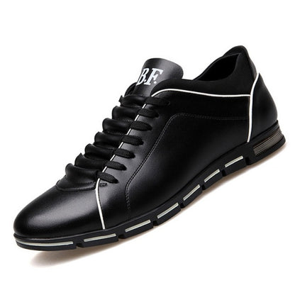 Spring Autumn New Men Shoes Casual Sneakers Fashion Solid Leather Shoes Formal Business Sport Flat Round Toe Light Breathable
