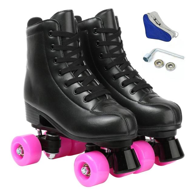 5 Colors Adult PU Leather Roller Skates Skating Shoes Sliding Inline Quad Skates Sneakers Training Europe Size 4 Wheels Flash