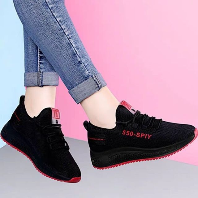 Women&#39;s Breathable Non-slip Platform Fashion 2021 Autumn New Casual Shoes Korean Running Shoes Black Sneakers shoes for women