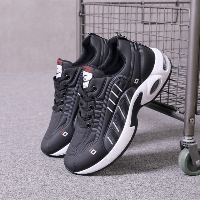 Men&#39;s shoes autumn and winter new leather men&#39;s sports casual shoes fashion wear-resistant shock-absorbing running shoes