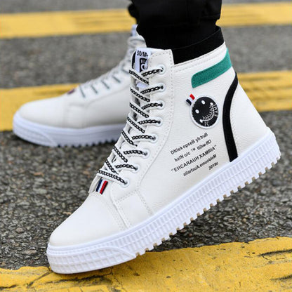 Men&#39;s Skateboarding Shoes High-Top Sneakers Casual Sports Shoes Men Street Shoes Men Flats Leather Walking Shoes Chaussure Homme